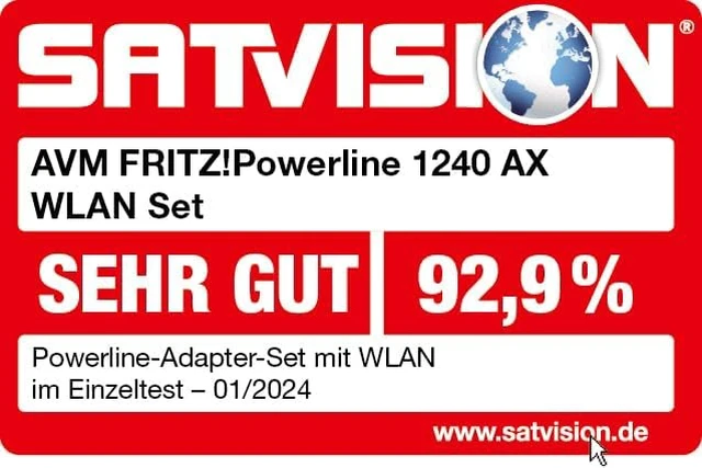 Alt view image 6 of 6 - AVM FRITZ!Powerline 1240 AX WLAN Set Stromnetz Powerline 1.2Gbps