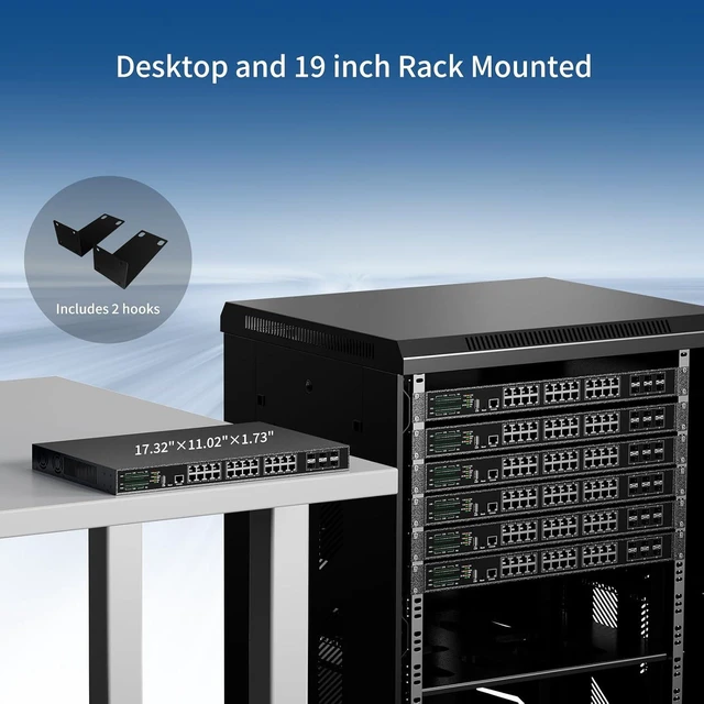 Alt view image 6 of 7 - 24 Port 2.5G Network Switch Managed, 24 x 2.5 Gigabit, 6 x 10G SFP+, L3 Smart Web Managment Ethernet Switch, Fan Cooling Metal Internet Switch Rack Mount