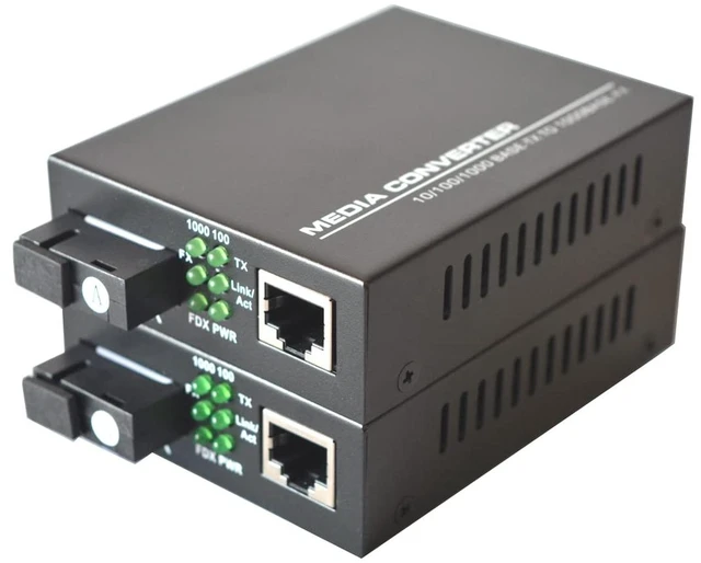 Main image of Gigabit Ethernet Fiber Media Converter SC, A Pair of 10/100/1000M RJ45 to 1000M Bi-Directional Single-Mode Fiber up to 20Km(12.4mi)