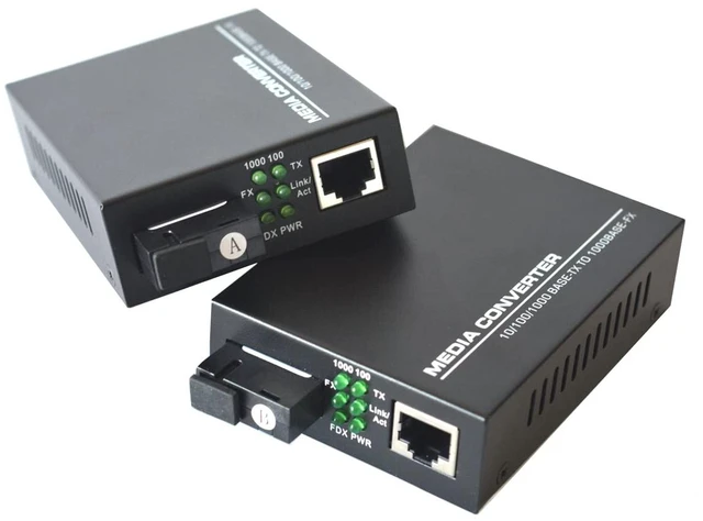 Alt view image 2 of 7 - Gigabit Ethernet Fiber Media Converter SC, A Pair of 10/100/1000M RJ45 to 1000M Bi-Directional Single-Mode Fiber up to 20Km(12.4mi)