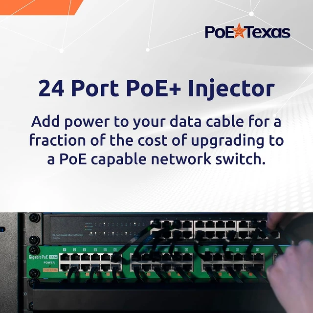 Alt view image 2 of 7 - PoE Texas 24-Port IEEE 802.3at PoE+ Injector with 2 x 120W Supplies