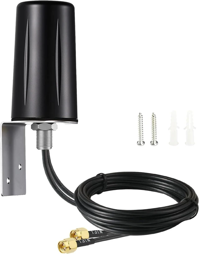 Main image of 2x2 MIMO Omni Screw-Mount WiFi Antenna, 5G/ 4G/ LTE Outdoor Cellular Antenna, with 10 ft Cable SMA Male/Wall Mount Bracket, supput 4G LTE Router Gateway Modem Cellular Trail Camera