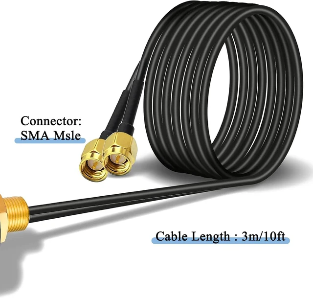 Alt view image 5 of 5 - 2x2 MIMO Omni Screw-Mount WiFi Antenna, 5G/ 4G/ LTE Outdoor Cellular Antenna, with 10 ft Cable SMA Male/Wall Mount Bracket, supput 4G LTE Router Gateway Modem Cellular Trail Camera