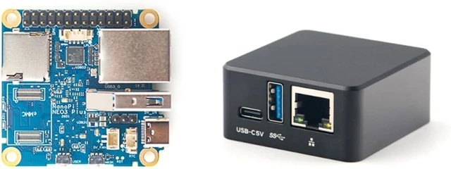 Main image of FriendlyElec NanoPi NEO3 Plus Mini Router OpenWRT, 1GB/2GB LPDDR4 RAM, Rockchip RK3528A SoC, Gigabit Ethernet, USB 3.0, eMMC Module Slot, FriendlyWrt/Linux OS (with Case, 2+0GB, Standard)