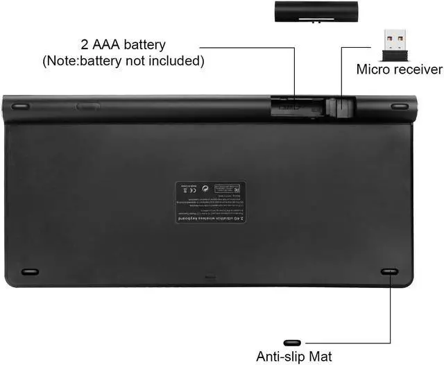 Alt view image 4 of 6 - Wireless Keyboard for Computer Keyboard Wireless Mini USB for PC Laptop Ergonomic Keycaps Noiseless keyboard Silent Keyboards