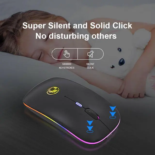 Alt view image 4 of 6 - Wireless Mouse RGB Bluetooth Computer Mouse Gaming Silent Rechargeable Ergonomic Mause With LED Backlit USB Mice For PC Laptop