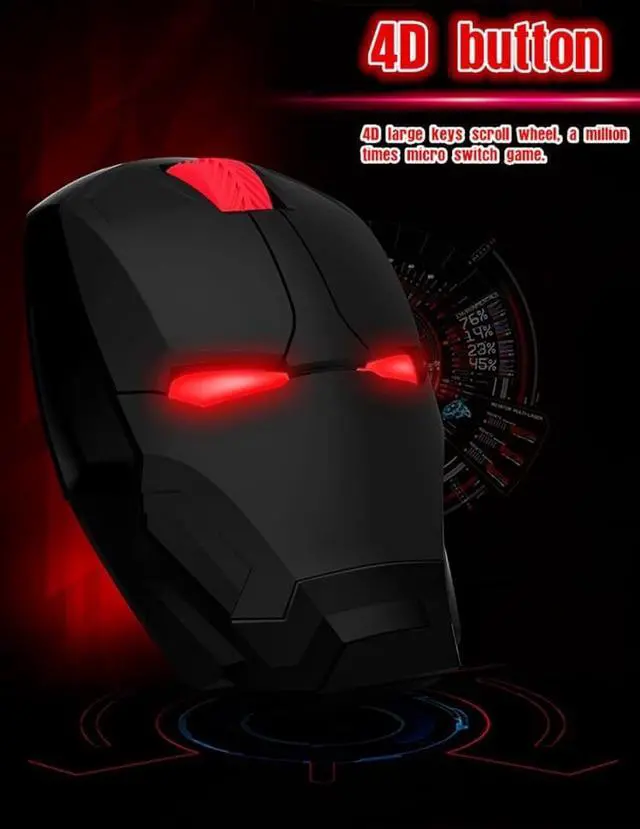 Alt view image 4 of 7 - Iron Man Mouse silent chlick Wireless Mouse Wireless Gaming Mouse Mute Button800/1200/1600 Wireless Gaming Mouse