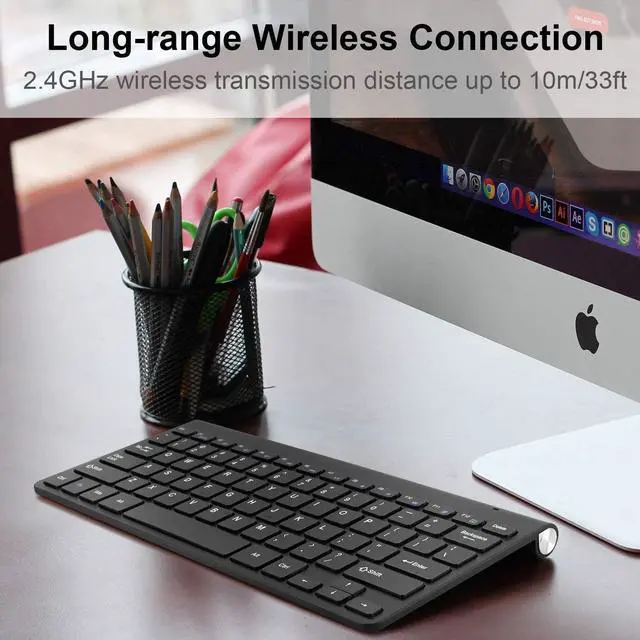 Alt view image 2 of 6 - Wireless Keyboard for Computer Keyboard Wireless Mini USB for PC Laptop Ergonomic Keycaps Noiseless keyboard Silent Keyboards