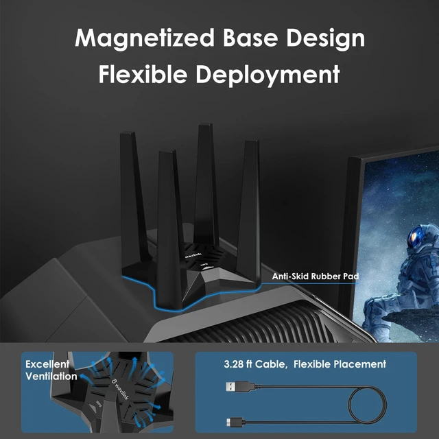 Alt view image 6 of 7 - Wavlink AC1900 Wireless Dual Band USB3.0 Adapter for PC, 1900Mbps WiFi Adapter with 2.4G/600Mbps and 5G/1300Mbps, 4X 3dBi High Gain External Antennas, MU-MIMO. Magnetic Design Network Card for Desktop