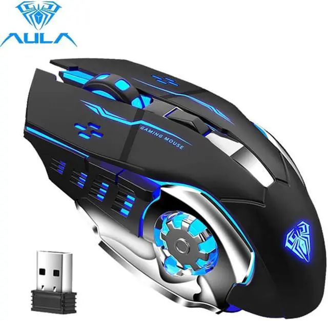Alt view image 7 of 7 - Wireless Mouse Rechargeable, with Side Button RGB LED Backlit Ergonomic Optical 2.4G Cordless Computer Gaming Mice for PC Laptop