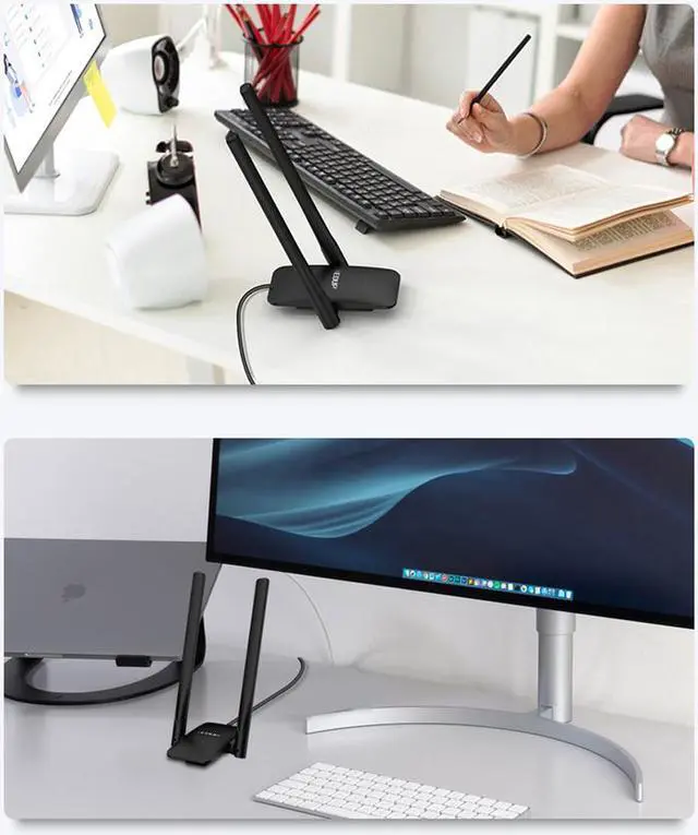 Alt view image 3 of 6 - 1300Mbps USB 3.0 WIFI Adapter Dual Band 5Ghz/2.4Ghz USB AC Network Card Wifi Long Range Receiver Antena for Laptop Desktop