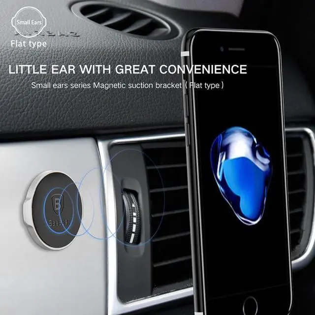 Alt view image 4 of 7 - Baseus Magnetic Car Phone Holder Universal Magnet Holder in car Mobile Phone Holder Stand Mount For iPhone X 8 7 with small ears