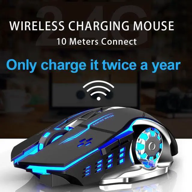 Alt view image 4 of 7 - Wireless Mouse Rechargeable, with Side Button RGB LED Backlit Ergonomic Optical 2.4G Cordless Computer Gaming Mice for PC Laptop