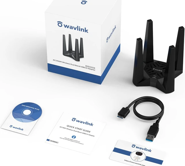 Alt view image 7 of 7 - Wavlink AC1900 Wireless Dual Band USB3.0 Adapter for PC, 1900Mbps WiFi Adapter with 2.4G/600Mbps and 5G/1300Mbps, 4X 3dBi High Gain External Antennas, MU-MIMO. Magnetic Design Network Card for Desktop