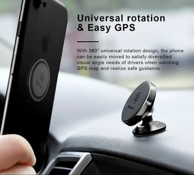 Alt view image 2 of 7 - Baseus Magnetic Car Phone Holder Universal Magnet Holder in car Mobile Phone Holder Stand Mount For iPhone X 8 7 with small ears