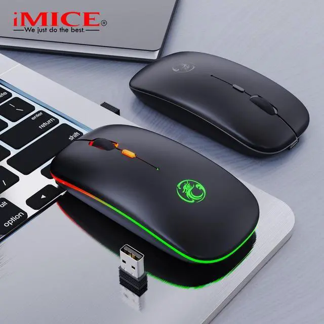 Alt view image 2 of 6 - Wireless Mouse RGB Bluetooth Computer Mouse Gaming Silent Rechargeable Ergonomic Mause With LED Backlit USB Mice For PC Laptop