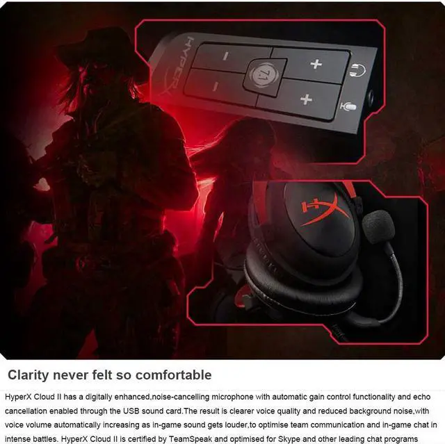 Alt view image 2 of 7 - Kingston HyperX Cloud II Headset Hi-Fi 7.1 Surround Sound Gaming Headphone with Microphone 3.5mm For Computer Cellphone Earphone