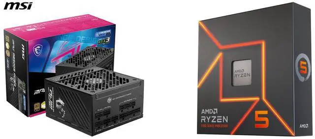 PSU CPU Combo - MSI MPG A850GS PCIE5 Bundle with AMD 100