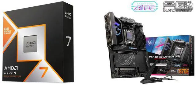 CPU Motherboard Combo - AMD 100-100001973WOF Bundle with MSI MPG X870E CARBON WIFI