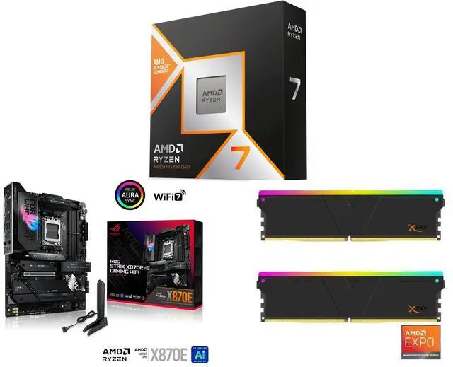 CPU Motherboard Memory Combo - AMD Ryzen 7 9850X3D CPU + ASUS