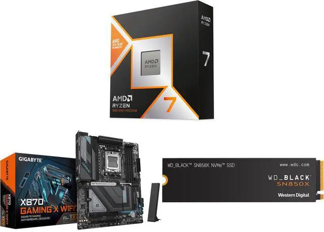 CPU Motherboard SSD Combo -  AMD 100-100001973WOF Bundle with  GIGABYTE X870 GAMING X WIFI7  and SanDisk WDS100T2X0E-00BCA0