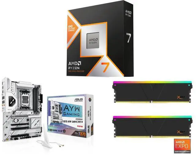 CPU Motherboard Memory Combo - AMD Ryzen 7 9850X3D CPU + ASUS X870
