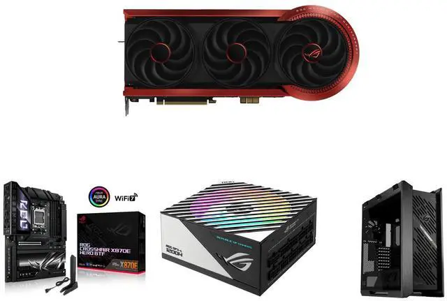 GPU Motherboard PSU Computer Case Combo -  ASUS ROG-MATRIX-RTX5090-P32G-30TH Bundle with  ASUS ROG CROSSHAIR X870E HERO BTF  and ASUS ROG-LOKI-1200T-SFX-L-GAMING and ASUS ROG STRIX HELIOS II GX601S BLACK