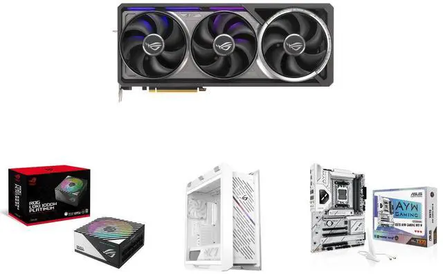 GPU PSU Computer Case Motherboard Combo -  ASUS ROG-ASTRAL-RTX5090-O32G-GAMING Bundle with  ASUS ROG-LOKI-1000P-SFX-L-GAMING  and ASUS ROG STRIX HELIOS II GX601S WHITE and ASUS X870 AYW GAMING WIFI W
