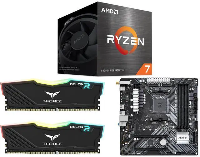 ASRock B450M Pro4 + AMD Ryzen 7 5700Gセット CPU Memory Motherboard Combo - AMD Ryzen 7 5700 with Team T-Force