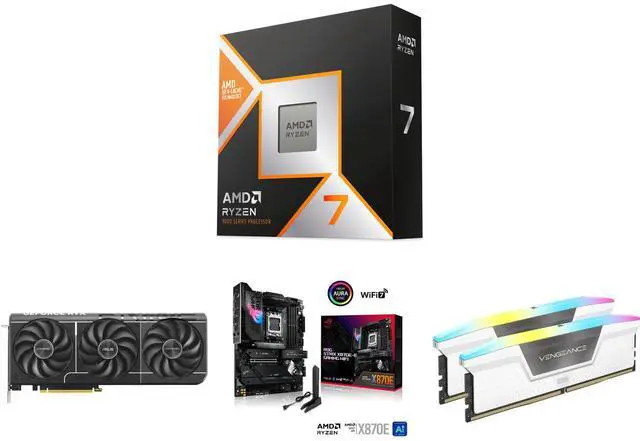 CPU GPU Motherboard Memory Combo -  RYZEN 7 9850X3D / ASUS PRIME-RTX5070-12G / ASUS ROG STRIX X870E-E GAMING WIFI / CORSAIR Vengeance RGB 32GB (2 x 16GB)