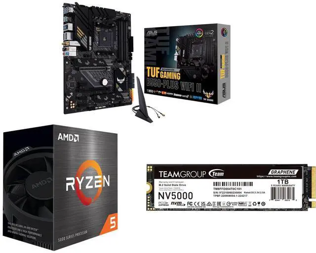 ASUS TUF GAMING B550-PLUS WIFI II AM4 ATX Motherboard, AMD Ryzen 5