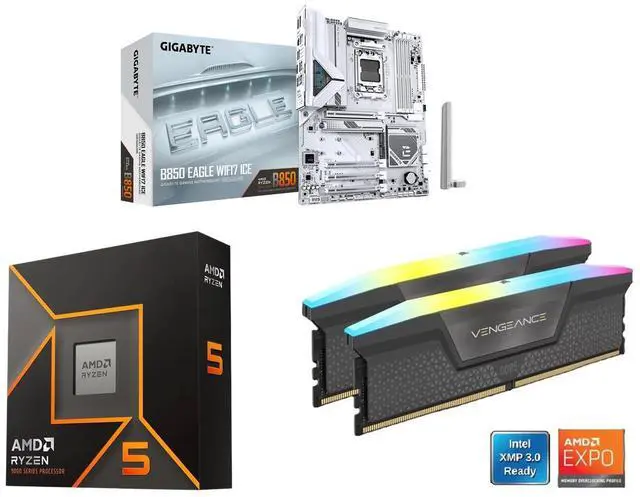 GIGABYTE B850 EAGLE WIFI7 ICE AMD AM5 LGA 1718 Motherboard, ATX