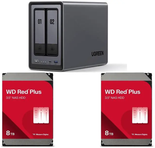 UGREEN NASyne DXP2800と8TB WD Red Plusセット UGREEN NASync DXP2800, 2-Bay NAS with Intel N100 Quad-Core CPU (Up