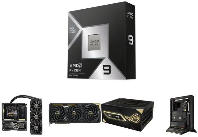 CPU Motherboard GPU PSU Computer Case Combo -  AMD 100-100001978WOF Bundle with  ASUS ROG CROSSHAIR X870E EDITION 20  and ASUS ROG-ASTRAL-RTX5090-P32G-EDITION20 and ASUS ROG-THOR-3000T3-GAMING-20TH and ASUS ROG GR20 EDITION