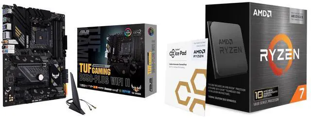 ASUS TUF GAMING B550-PLUS WIFI II AM4 ATX AMD Motherboard AMD Ryzen 7 5800X3D 10th Anniversary Edition - Ryzen 7 5000 Series Vermeer (Zen 3) 8-Core 3.4 GHz Socket AM4 105W Desktop CPU Processor - 100-100000651POF