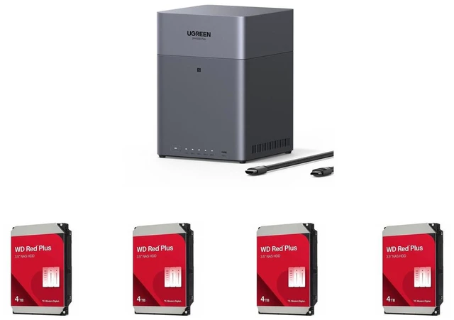 UGREEN NASync DH4300 Plus Storage Hub with HDMI Cable 4 x WD Red