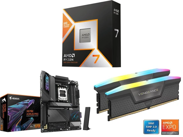 CPU MB MEM Combo - AMD Ryzen 7 9800X3D bundle with GIGABYTE X870E