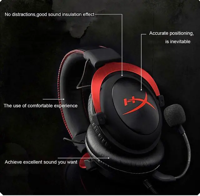 Alt view image 6 of 7 - Kingston HyperX Cloud II Headset Hi-Fi 7.1 Surround Sound Gaming Headphone with Microphone 3.5mm For Computer Cellphone Earphone