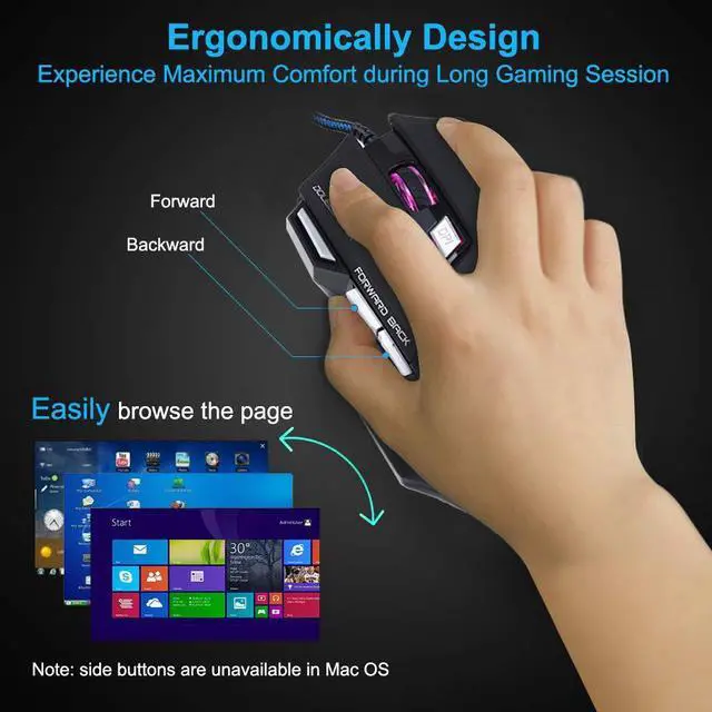 Alt view image 4 of 7 - Ergonomic Wired Gaming Mouse 7 Button LED 5500 DPI USB Computer Mouse Gamer Mice X7 Silent Mause With Backlight For PC Laptop