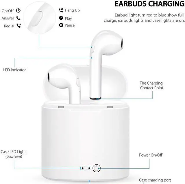 Alt view image 7 of 7 - i7s tws Headphones Bluetooth 5.0 Earphones Wireless Headsets Stereo Bass Earbuds In-ear Sport Waterproof Headphone