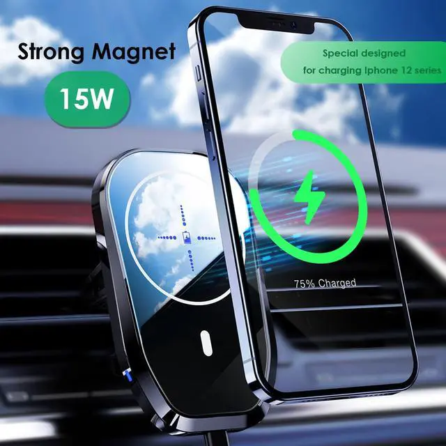Alt view image 2 of 4 - 15w Car Phone Holder Magnetic Wireless Charger for Iphone 12 Pro Max Iphone12 Mini Car Holder