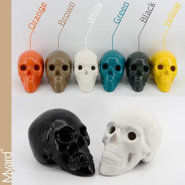 Alt view image 3 of 4 - Myard Glaze Enamel Ceramic Fireproof Fire Skull Log for Gas or Wood Fireplace Fire Pit Campfire Bonfire Halloween Horror Decor (Qty 1, Brown)