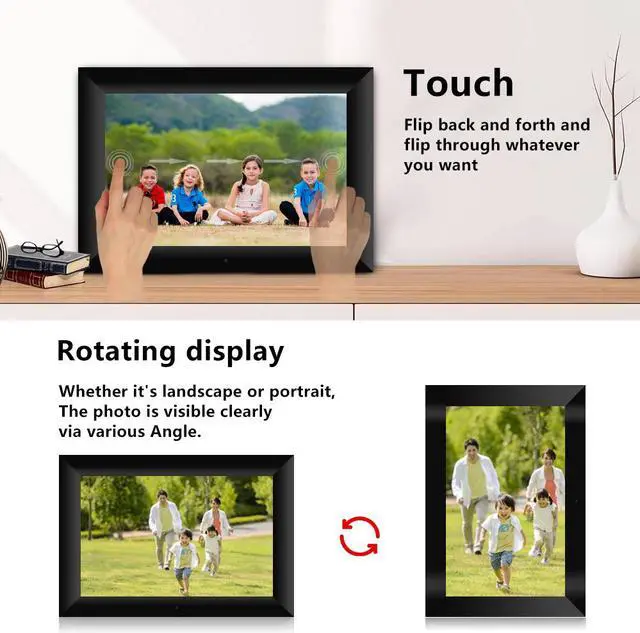 Alt view image 3 of 7 - TakeIt WiFi Digital Picture Frame 10.1 inch Digital Photo Video Cloud Frame 16GB HD 1080P 800x1280 IPS LCD Touch Screen Auto-Rotate Adjustable Brightness Black