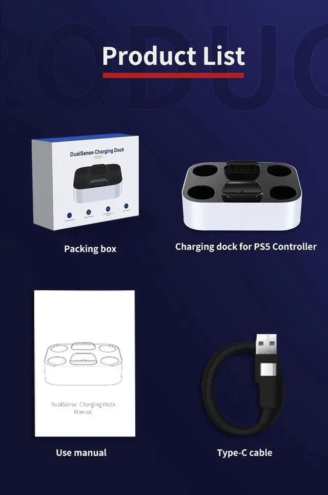 Alt view image 6 of 6 - DIDA PS5 Controller Charger Dock Charging Station for PS5 Dualsense Controllers