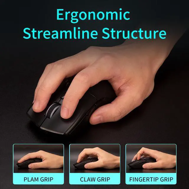 Alt view image 2 of 7 - Delux M800 RGB Wired Gaming Mouse 12400-16000 DPI 58g Lightweight Ergonomic 1000Hz Mice with Soft rope Cable For Computer Gamer