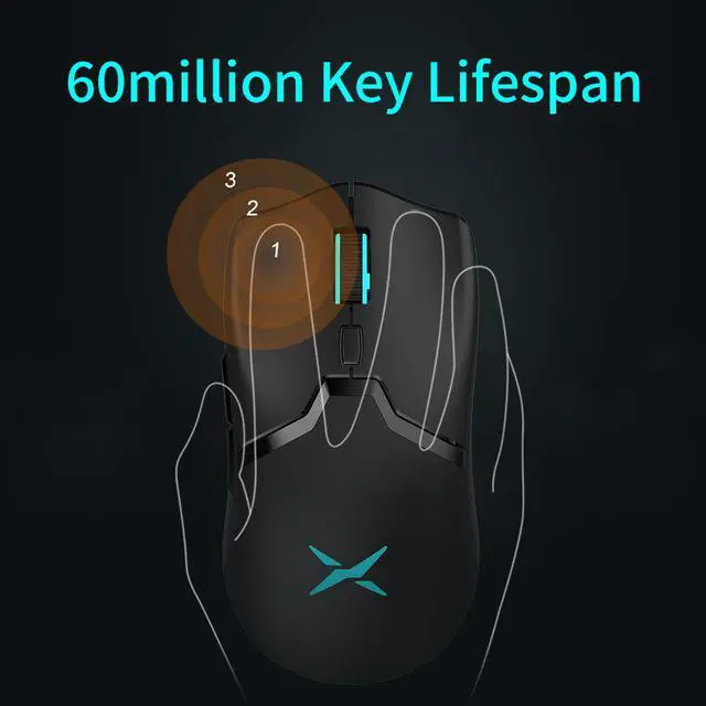 Alt view image 4 of 7 - Delux M800 RGB Wired Gaming Mouse 12400-16000 DPI 58g Lightweight Ergonomic 1000Hz Mice with Soft rope Cable For Computer Gamer
