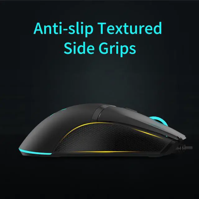 Alt view image 7 of 7 - Delux M800 RGB Wired Gaming Mouse 12400-16000 DPI 58g Lightweight Ergonomic 1000Hz Mice with Soft rope Cable For Computer Gamer