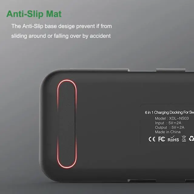 Alt view image 4 of 7 - Switch Charger Dock Station for Nintendo Switch, Idealforce 6 in 1 Fast Charger Station Desktop Dock Adapter with Type C Cable for Joycon&Pro Controller