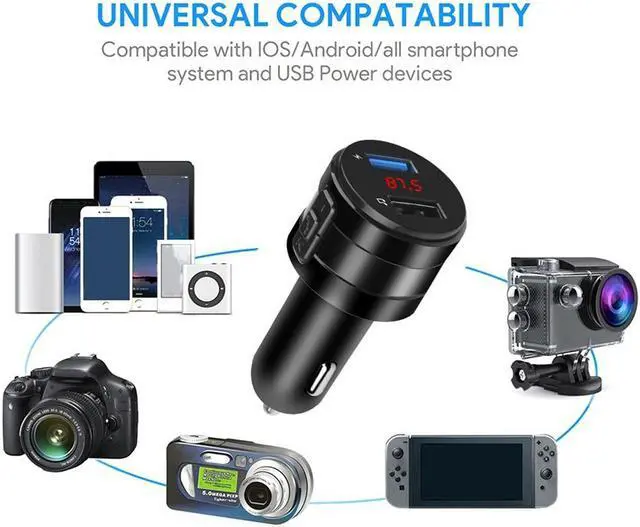 Alt view image 4 of 7 - Wireless Bluetooth Car FM Transmitter MP3 Stereo Music Player AUX Radio Adapter Dual USB Charger Handsfree Car Kit