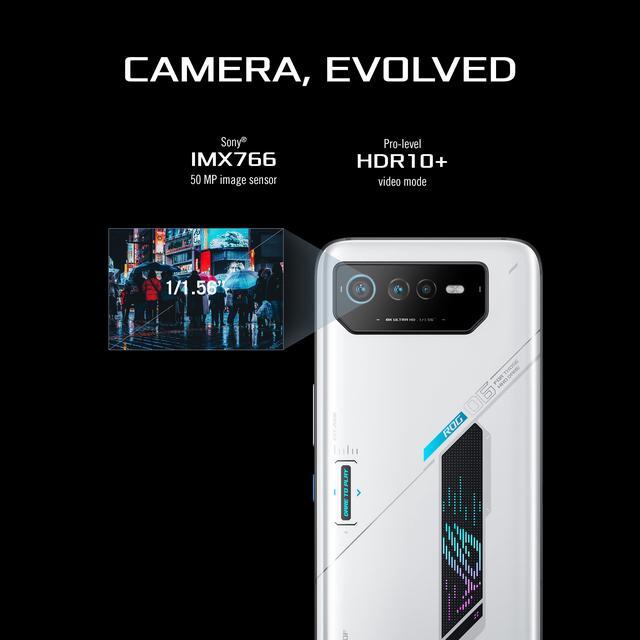 Alt view image 8 of 7 - ASUS ROG Phone 6 Cell Phone, US Version, 16GB + 512GB, Storm White, Unlocked Phone, 6.78 FHD+ 165Hz, 6000mAh Battery, 50MP/13MP/5MP Triple Camera, 12MP Front, 5G LTE Dual SIM, AI2201-16G512G-WH